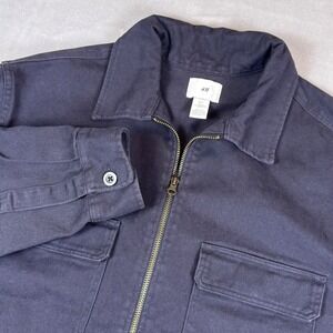HM Cotton Twill Zip Up Chore Jacket Mens Large Black Utility Coat